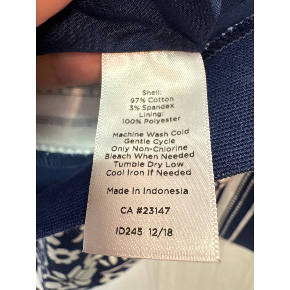 Talbots Women 2P Navy Blue White Floral Lined Classic Cotton A-Line‎ Skirt - Picture 6 of 6
